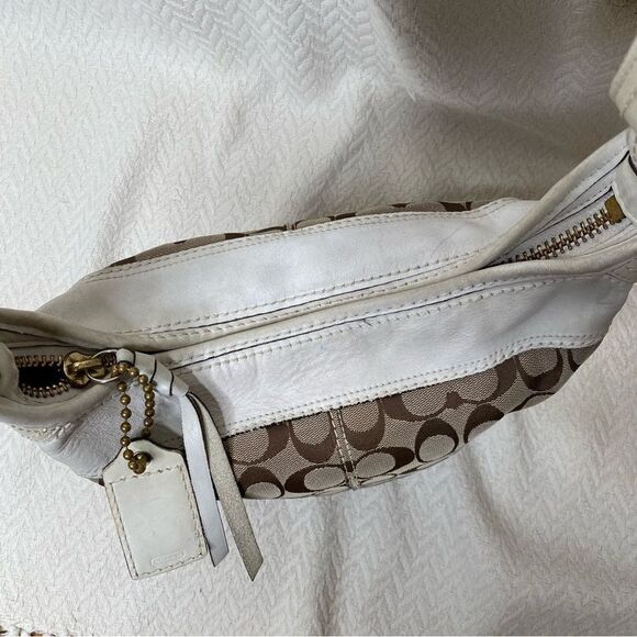 COACH Signature 2000’s Era Vintage Khaki, Brown, Ivory Bucket Adjustable Bag - Picture 10 of 13